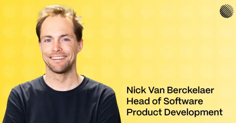 Nick Van Berckelaer banner graphic on yellow background.