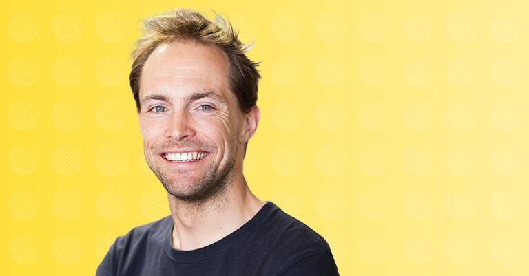Nick Van Berckelaer banner graphic on yellow background.