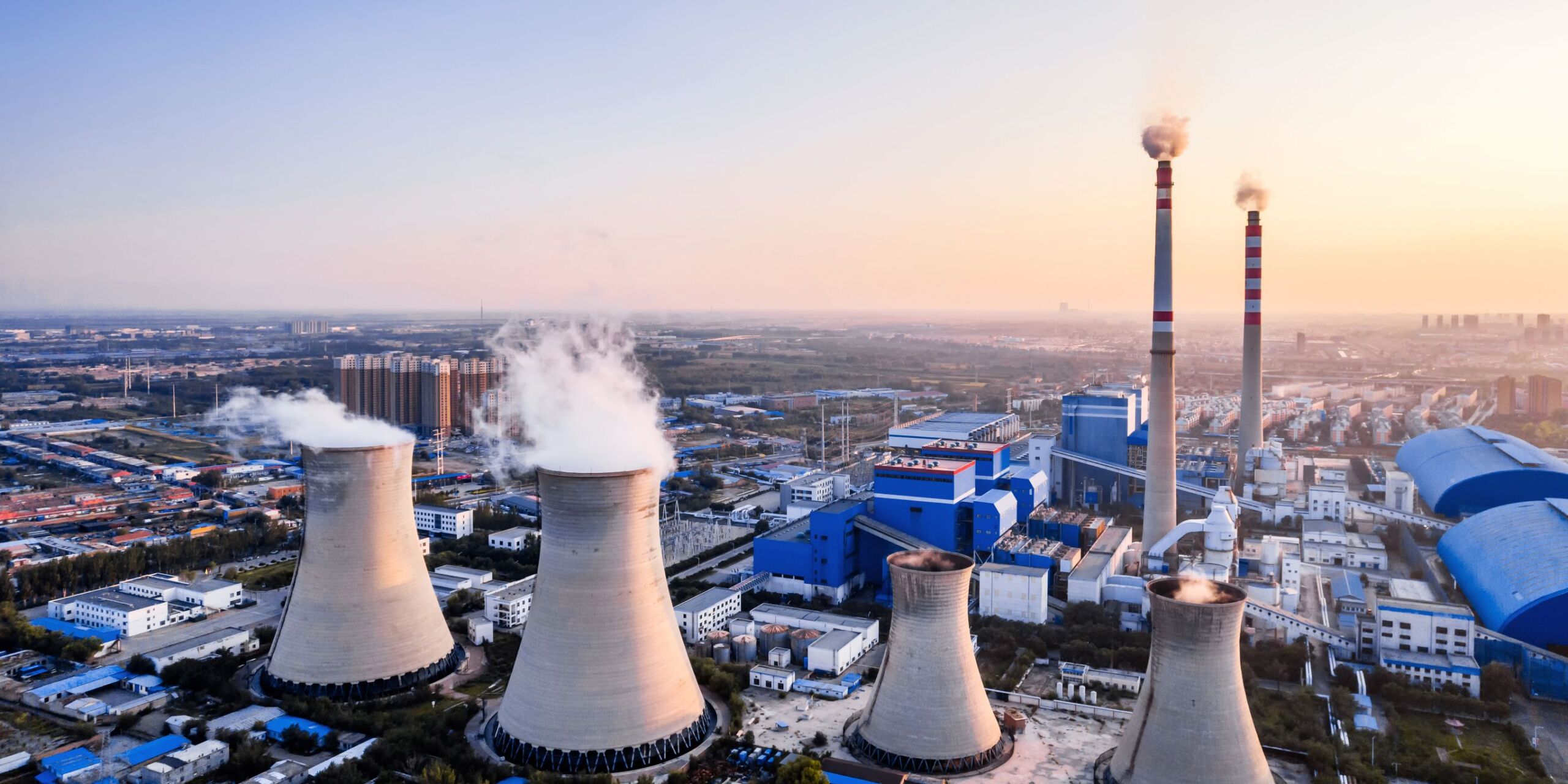 powerplants towers smoking city view